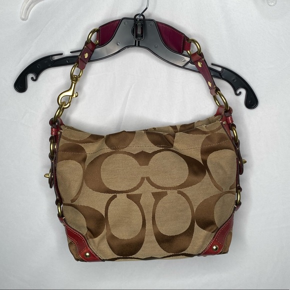 VINTAGE COACH CARLY HOBO BAG IN SIGNATURE CANVAS WITH HARDWARE ACCENTS - Picture 3 of 8